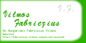 vilmos fabriczius business card